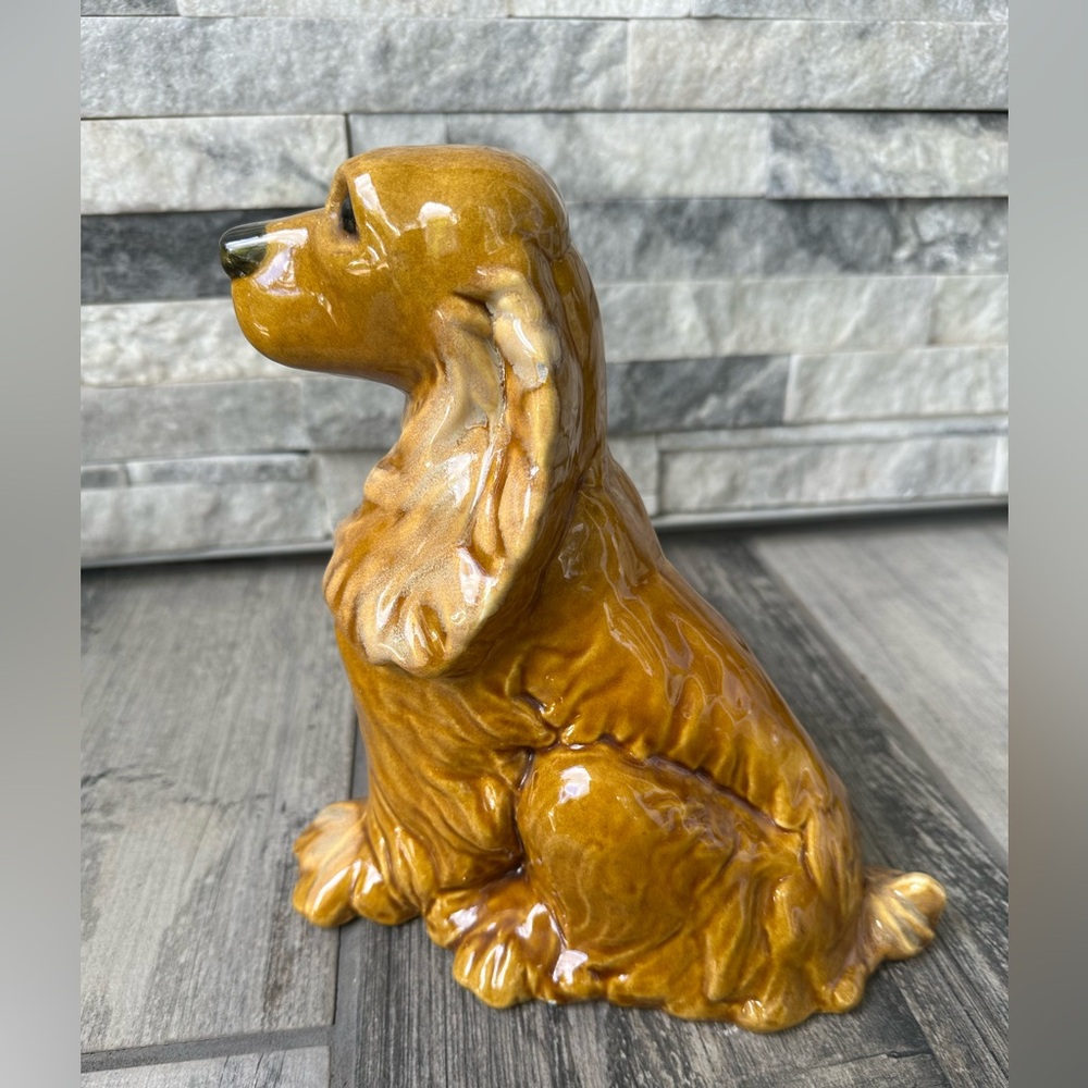 Blonde Cocker Spaniel Life Like Ceramic Sitting Dog  Figurine 9” Royal Haegee? - Picture 3 of 17